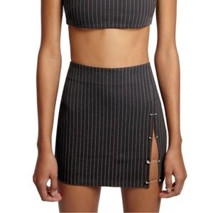 DANIELLE GUIZIO Women’s Gray Safety Pinstripe Sport Skirt Size XS